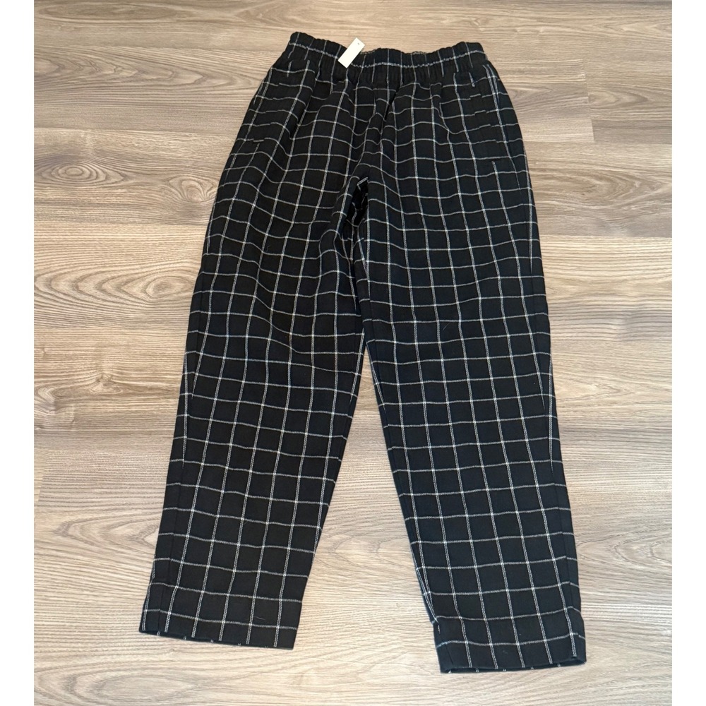 Madewell Huston Windowpane Plaid Pull On Pants Black White szie XXS NWT